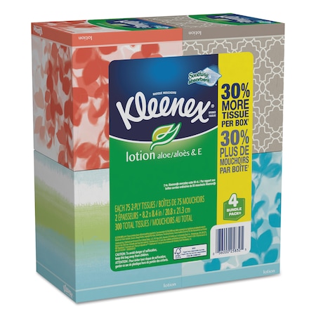 Kleenex Lotion Facial Tissue, 2-Ply, White, 65 Sheets/Box, PK32 50174